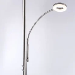 LED-Stehleuchte, stahlfarben, App, Fernbedienung, dimmbar