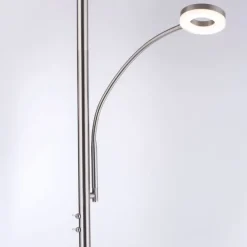 LED-Stehleuchte, stahlfarben, App, Fernbedienung, dimmbar