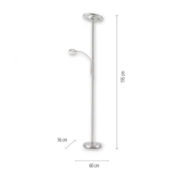 LED-Stehleuchte, stahlfarben, App, Fernbedienung, dimmbar