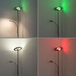 LED-Stehleuchte, stahlfarben, App, Fernbedienung, dimmbar