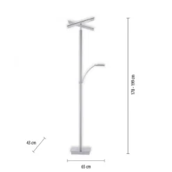 LED-Stehleuchte, stahlfarben, Deckenfluter, Lichtfarbsteuerung inkl. Memoryfunktion, Tastdimmer