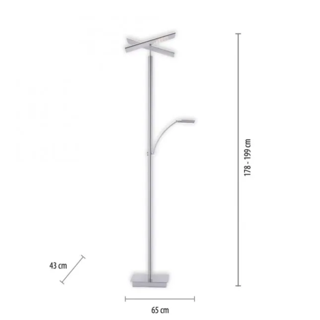LED-Stehleuchte, stahlfarben, Deckenfluter, Lichtfarbsteuerung inkl. Memoryfunktion, Tastdimmer