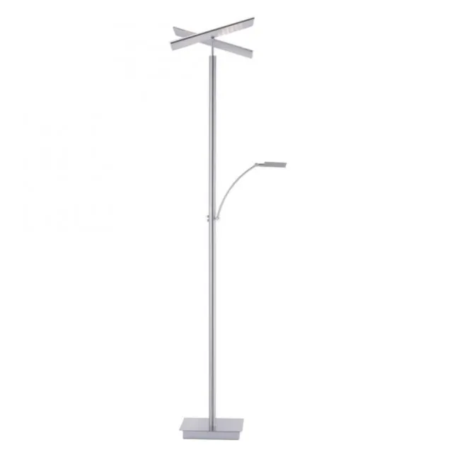 LED-Stehleuchte, stahlfarben, Deckenfluter, Lichtfarbsteuerung inkl. Memoryfunktion, Tastdimmer