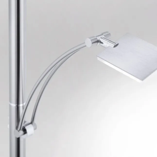 LED-Stehleuchte, stahlfarben, Deckenfluter, Lichtfarbsteuerung inkl. Memoryfunktion, Tastdimmer