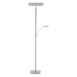 LED-Stehleuchte, stahlfarben, Deckenfluter, Lichtfarbsteuerung inkl. Memoryfunktion, Tastdimmer