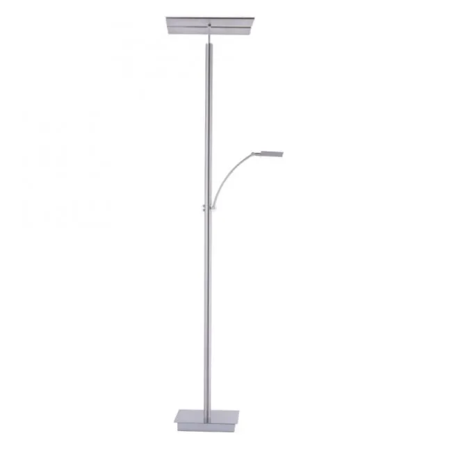 LED-Stehleuchte, stahlfarben, Deckenfluter, Lichtfarbsteuerung inkl. Memoryfunktion, Tastdimmer