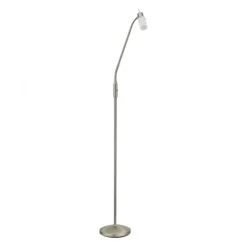 LED-Stehleuchte, stahlfarben, verstellbarer Leuchtkopf, inkl. Kippschalter