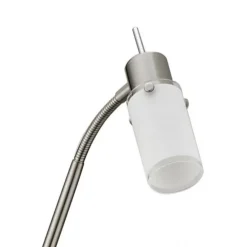 LED-Stehleuchte, stahlfarben, verstellbarer Leuchtkopf, inkl. Kippschalter