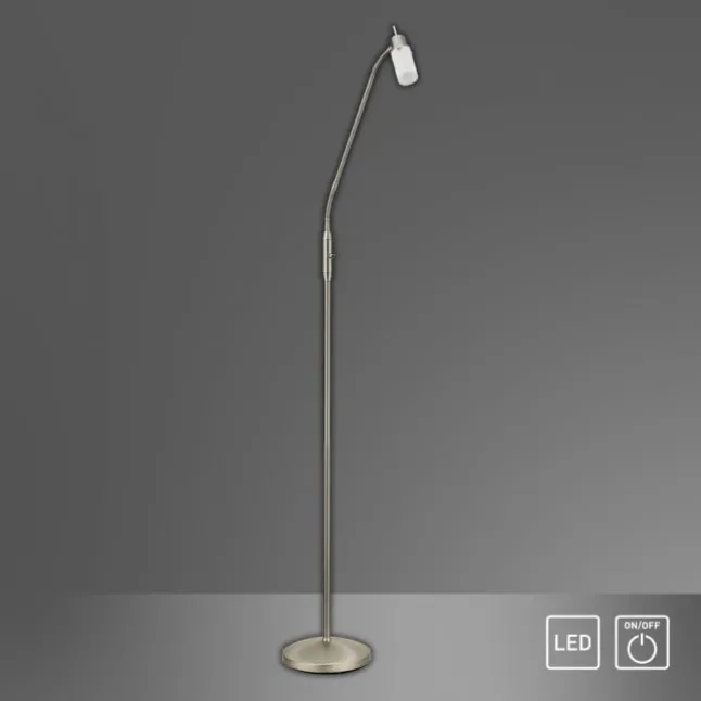 LED-Stehleuchte, stahlfarben, verstellbarer Leuchtkopf, inkl. Kippschalter