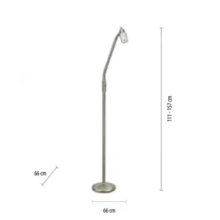 LED-Stehleuchte, stahlfarben, verstellbarer Leuchtkopf, inkl. Kippschalter