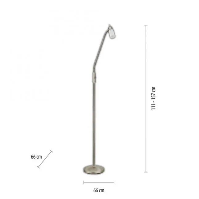 LED-Stehleuchte, stahlfarben, verstellbarer Leuchtkopf, inkl. Kippschalter