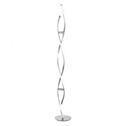 LED Stehleuchte, stahlfarben, geschwungene Form, dimmbar, modern, design
