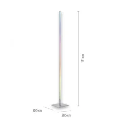 LED Stehleuchte, stahlfarben, RGB, Fernbedienung, dimmbar