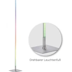 LED Stehleuchte, stahlfarben, RGB, Fernbedienung, dimmbar