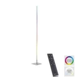 LED Stehleuchte, stahlfarben, RGB, Fernbedienung, dimmbar