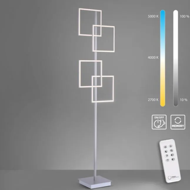 LED-Stehleuchte, stahl, Lichtfarbsteuerung, Fernbedienung, Dimmfunktion