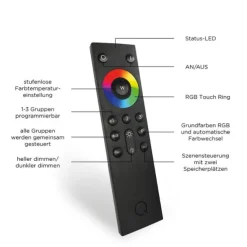 LED-Stehleuchte, stahl, Lichtfarbsteuerung, Fernbedienung, Dimmfunktion