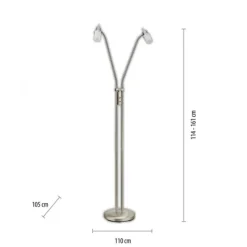 LED-Stehleuchte, stahl, 2 verstellbare Leuchtköpfe, warmweiß, blendfrei