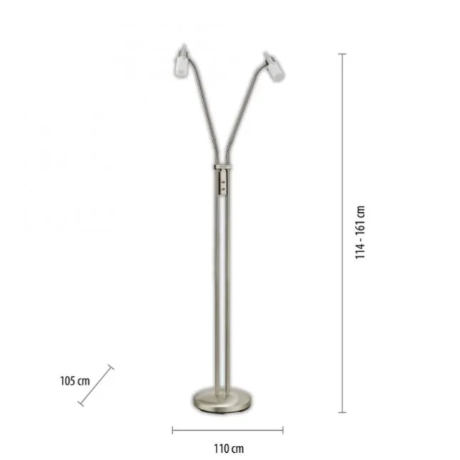 LED-Stehleuchte, stahl, 2 verstellbare Leuchtköpfe, warmweiß, blendfrei