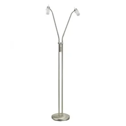 LED-Stehleuchte, stahl, 2 verstellbare Leuchtköpfe, warmweiß, blendfrei