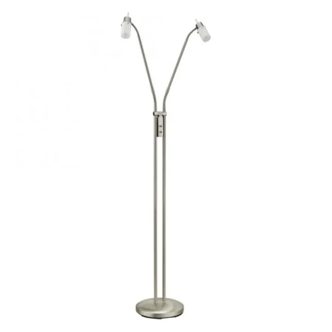 LED-Stehleuchte, stahl, 2 verstellbare Leuchtköpfe, warmweiß, blendfrei
