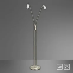 LED-Stehleuchte, stahl, 2 verstellbare Leuchtköpfe, warmweiß, blendfrei