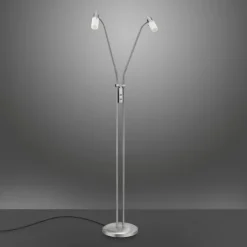 LED-Stehleuchte, stahl, 2 verstellbare Leuchtköpfe, warmweiß, blendfrei