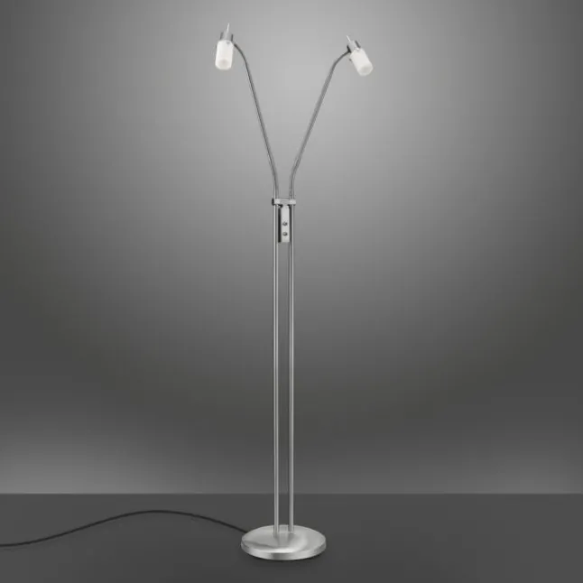 LED-Stehleuchte, stahl, 2 verstellbare Leuchtköpfe, warmweiß, blendfrei