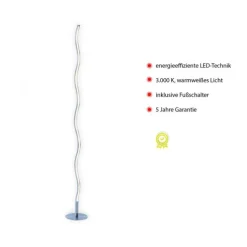 LED-Stehleuchte, stahl, Wellenform, warmweiße Lichtfarbe, energiesparend