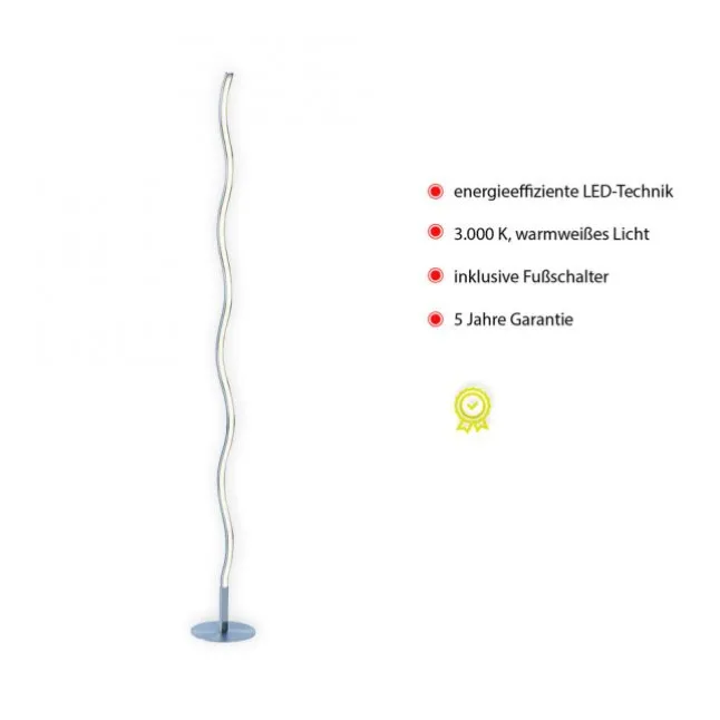 LED-Stehleuchte, stahl, Wellenform, warmweiße Lichtfarbe, energiesparend