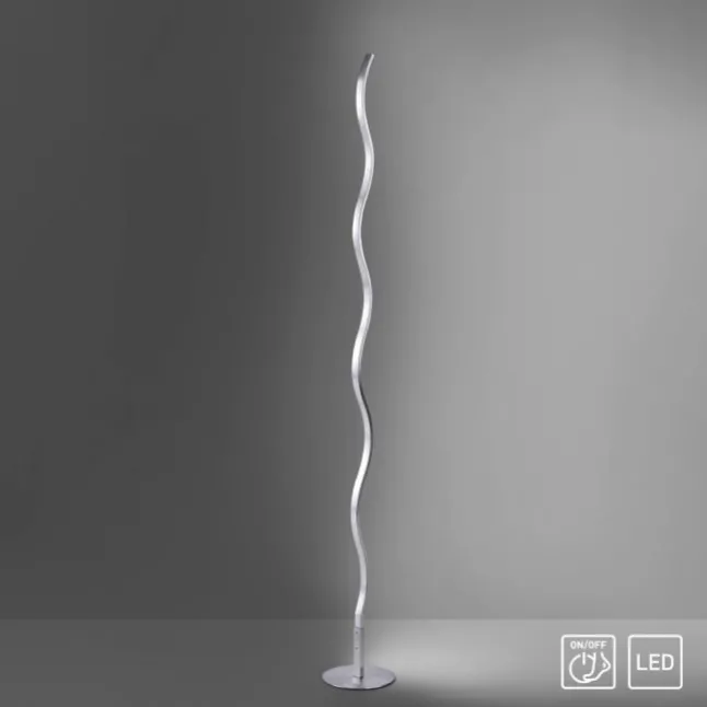 LED-Stehleuchte, stahl, Wellenform, warmweiße Lichtfarbe, energiesparend