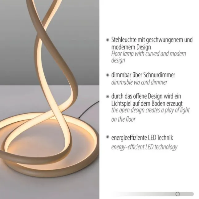 LED Stehleuchte TWIST modernes Design, sandfarben