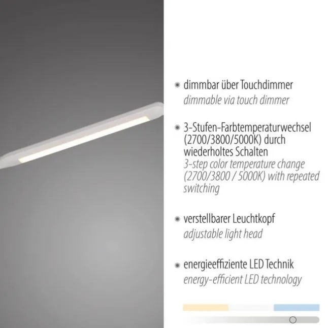 LED Stehleuchte weiß dimmbar 3 Stufen CCT Touchdimmer Spots drehbar
