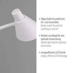 LED Stehleuchte weiß mit Schalter flexible verstellbar Arbeitsplatzleuchte