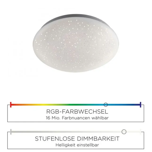 LED-Sternenhimmel, Deckenleuchte, Ø 25cm, dimmbar, RGB+W Farbwechsel