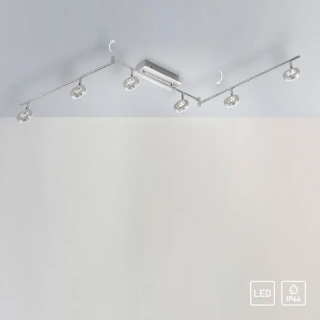 LED Strahlerschienenleuchte, 6-flammig, schwenkbar, spritzwassergeschützt