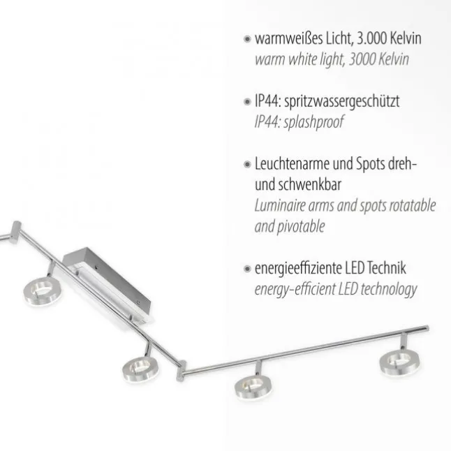 LED Strahlerschienenleuchte, 6-flammig, schwenkbar, spritzwassergeschützt