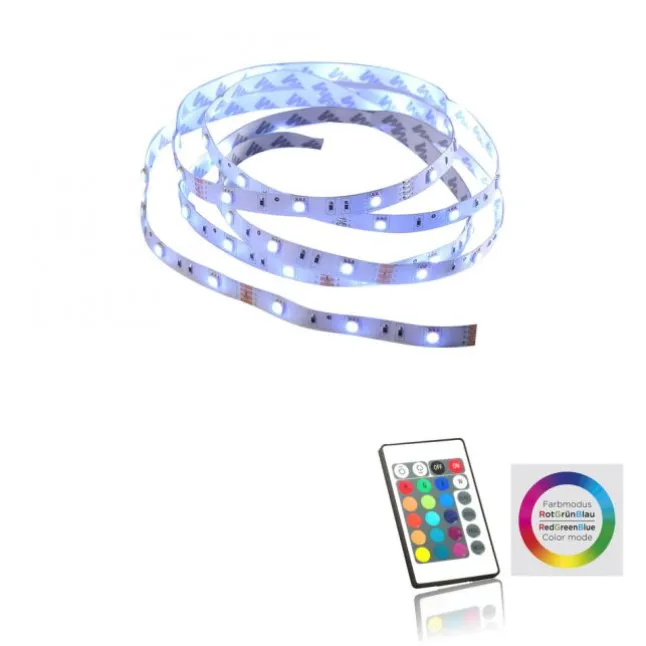 LED-Stripes, 3m, Fernbedienung, RGB Farbwechsel, inkl. Schnurschalter