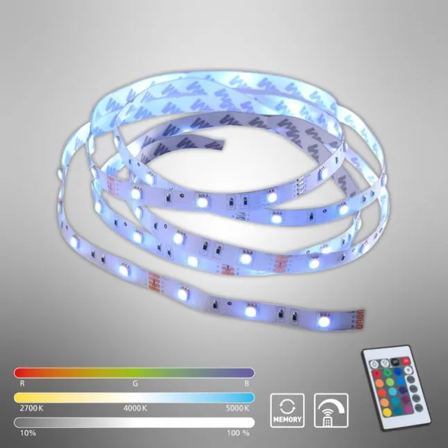 LED-Stripes, 3m, Fernbedienung, RGB Farbwechsel, inkl. Schnurschalter