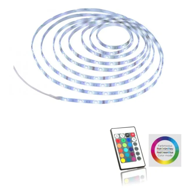 LED-Stripes, 10m Länge, Fernbedienungdimmbar, RGB+W, Klebefolie
