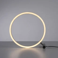 LED Tischlampe aluminium rund Ø30cm Touchdimmer Switchmo warmweiß Licht