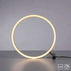 LED Tischlampe aluminium rund Ø30cm Touchdimmer Switchmo warmweiß Licht
