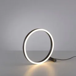 LED Tischlampe anthrazit rund Ø30cm Touchdimmer Switchmo warmweiß Licht