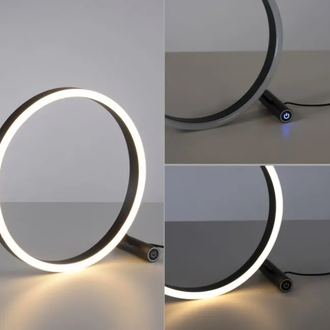 LED Tischlampe anthrazit rund Ø30cm Touchdimmer Switchmo warmweiß Licht