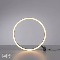 LED Tischlampe anthrazit rund Ø30cm Touchdimmer Switchmo warmweiß Licht