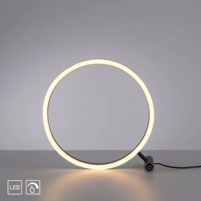 LED Tischlampe anthrazit rund Ø30cm Touchdimmer Switchmo warmweiß Licht