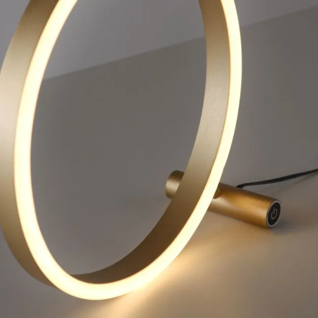 LED Tischlampe messing matt rund Ø30cm Touchdimmer Switchmo warmweiß