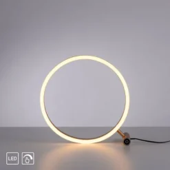 LED Tischlampe messing matt rund Ø30cm Touchdimmer Switchmo warmweiß