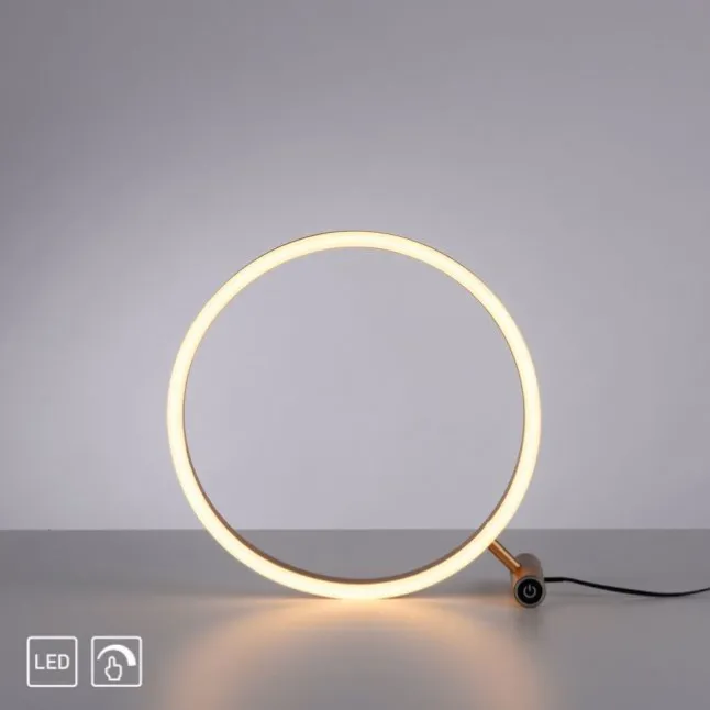 LED Tischlampe messing matt rund Ø30cm Touchdimmer Switchmo warmweiß