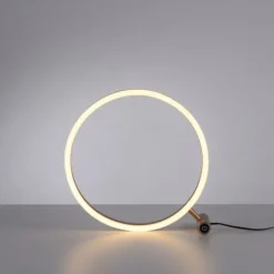 LED Tischlampe messing matt rund Ø30cm Touchdimmer Switchmo warmweiß